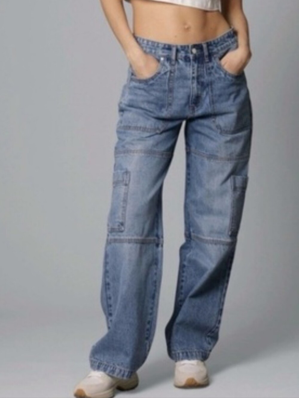 Avec Les Filles RIOU High Rise Wide Leg Cargo Jeans Bohemian Size 28